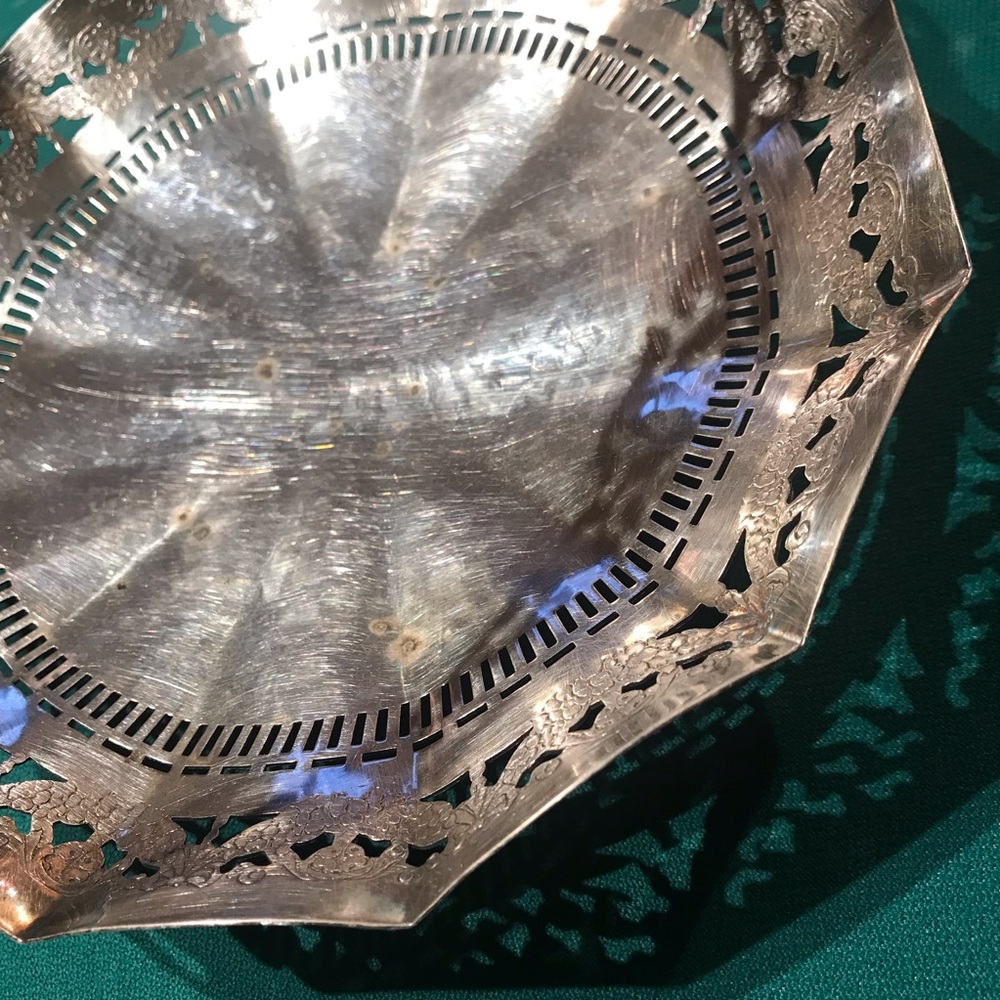 Apollo Sheffield Nickel Silver footed serving Tray with stationery handle #3204 - Picture 2 of 10